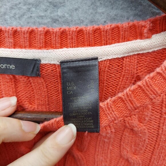 Liz Claiborne Womens Cable Knit Sweater Coral S 100% Cotton Crew Neck - Picture 5 of 7
